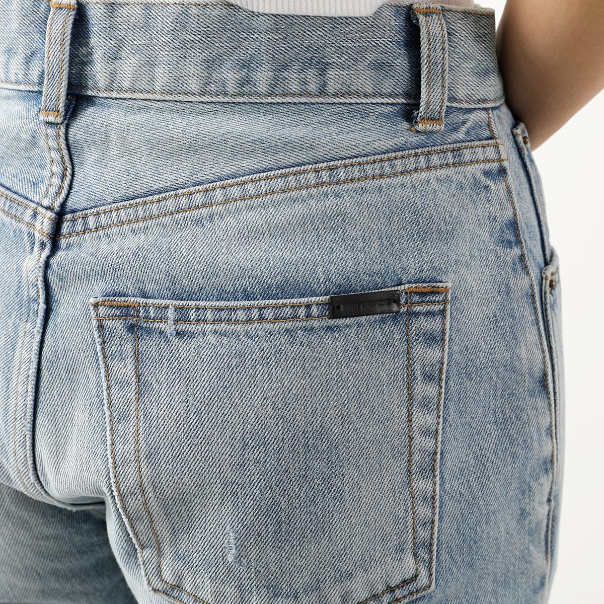 SAINT LAURENT サンローラン ジーンズ 648437 Y372Y レディース デニムパンツ ウォッシュ加工 ジーパン 4681
