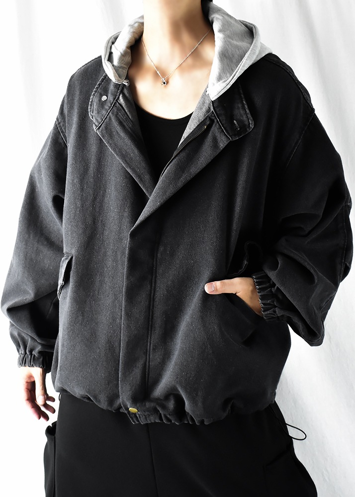 ma1 ジャケット ma-1 大きいサイズ デニムジャケット フード付き メンズ 黒 gジャン Gジャン パーカー 脱着 オーバーサイズ ビッグシルエット ミリタリージャケット スタンドカラー