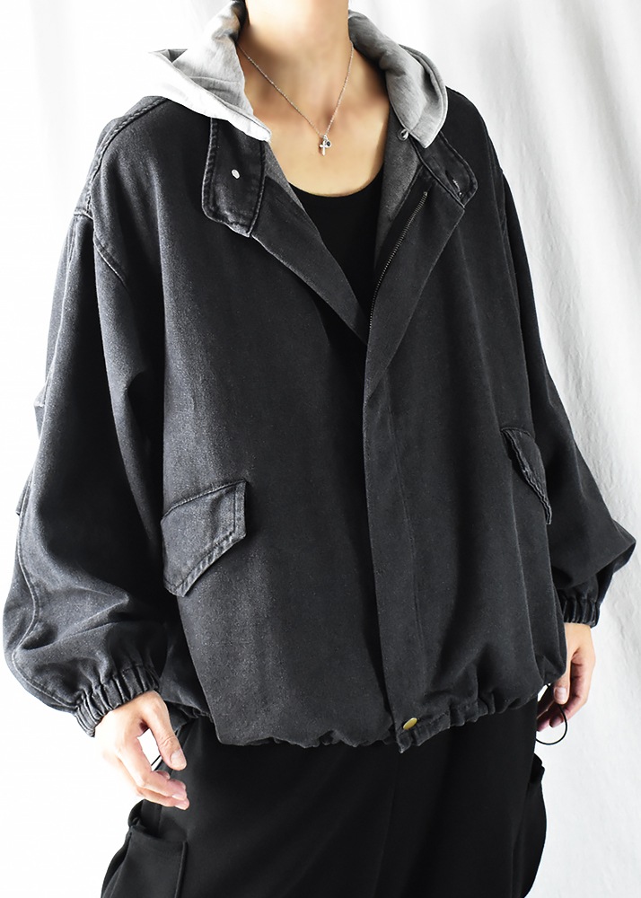 ma1 ジャケット ma-1 大きいサイズ デニムジャケット フード付き メンズ 黒 gジャン Gジャン パーカー 脱着 オーバーサイズ ビッグシルエット ミリタリージャケット スタンドカラー