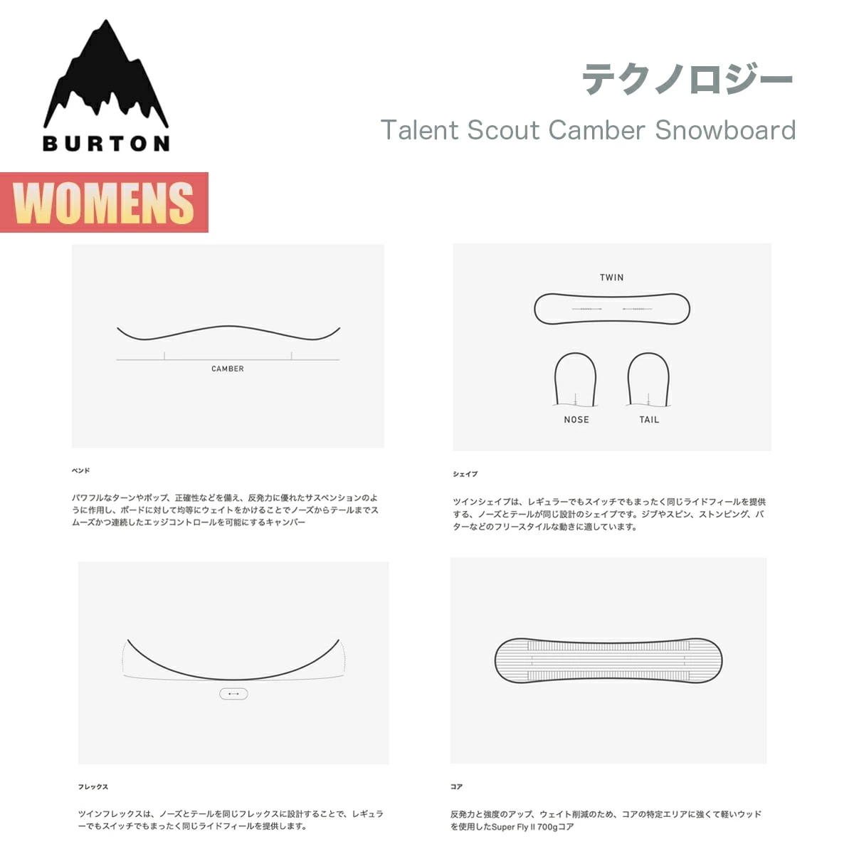 スノーボード 板 レディース 24-25タレントスカウト キャンバー W25JP-132181 Womens Talent Scout Camber Snowboard ウィメンズ スノーボード 板 レディース 24-25タレントスカウト キャンバー W25JP-132181 Womens Talent Scout Camber Snowboard ウィメンズ