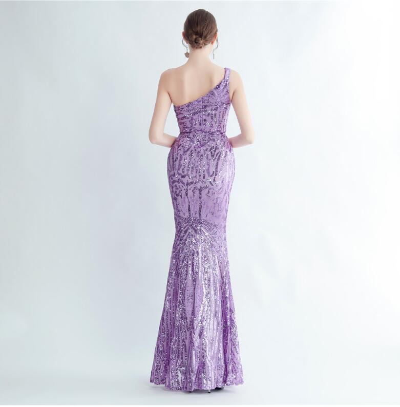 10色お揃い 総スパンコール デザイン刺繍 ワンショルダー ワンピース ドレス 披露宴 二次会 キャバドレス ロングドレス タイトワンピース スリット入り キラキラ イブニングドレス お花嫁 パーティ