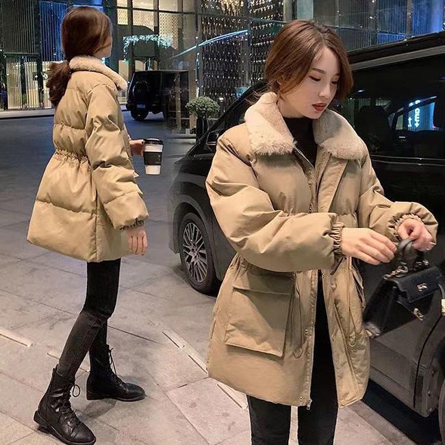 大人の魅力ダウンコートレディース大きいサイズ中綿入りミドル丈きれいめ中綿コートもこもこ襟冬服カジュアル厚暖かい秋冬防寒