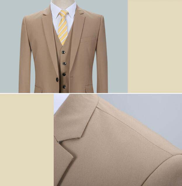 メンズスーツセットアップビジネススーツ3ピーススーツカジュアルl3点セットジャケット+ベスト+パンツ上下セットフォーマルスーツ男性スーツ人気カーキ細身スーツ無地スリムスーツ通勤二次会披露宴パーティー冠