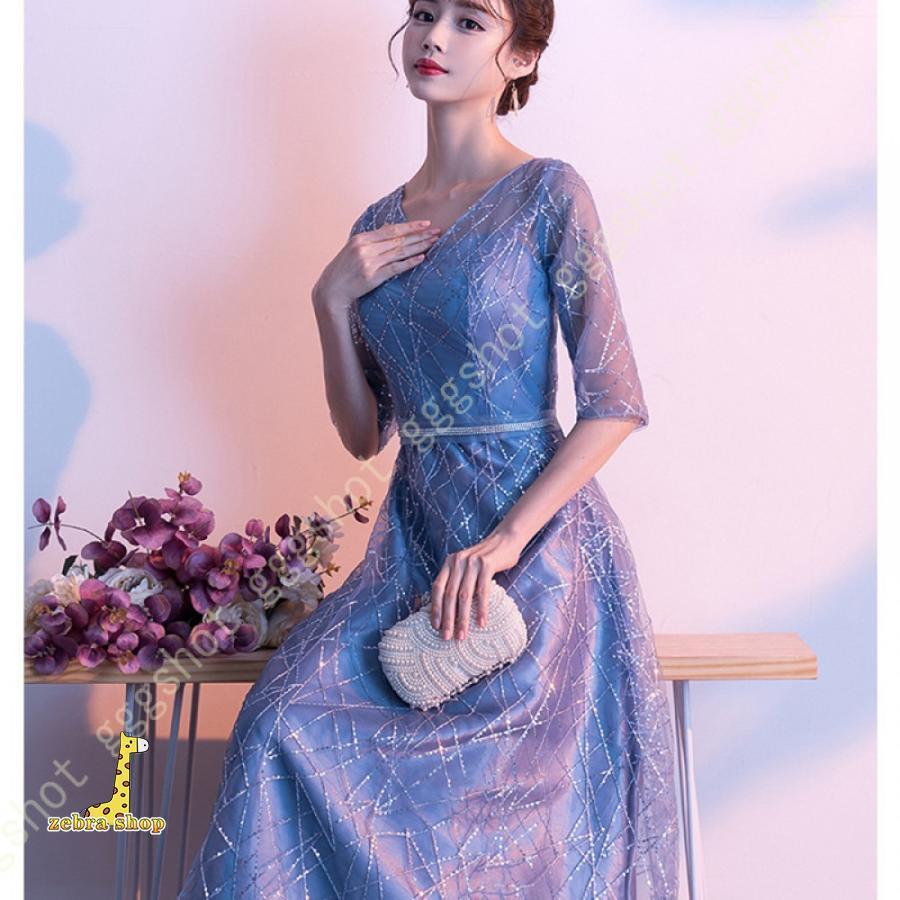 【人気の新作】パーティードレス ワンピース ロング丈 キラキラ ハイウエスト 大きいサイズ フォーマル チュール シースルー 袖あり パーティードレス 結婚式 ワンピース【急速出荷】