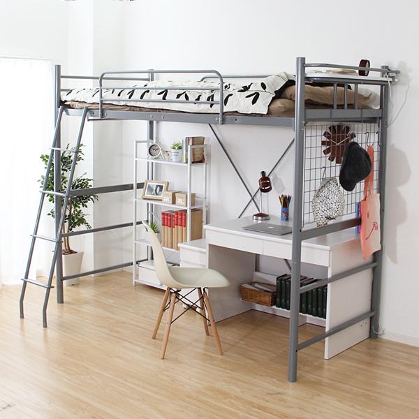 ロフトベッド はしご 宮棚付き コンセント付き パイプベッド 大人用 シンプル 2段ベッド スチール シルバー ブラック 黒 ホワイト 白 銀色 ブラウン 茶色 ロフトベッド はしご 宮棚付き コンセント付き パイプベッド 大人用 シンプル 2段ベッド スチール シルバー ブラック 黒 ホワイト 白 銀色 ブラウン 茶色