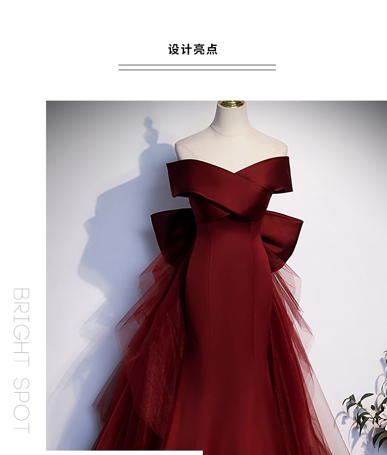 バーガンディテールイブニングドレス女性ベルカントソロボーカルアートテストホストワンショルダーライトウェディングドレス バーガンディテールイブニングドレス女性ベルカントソロボーカルアートテストホストワンショルダーライトウェディングドレス