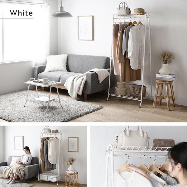 ハンガーラック ホワイト 約幅68.5x奥行48x高さ156cm パイプ レトロ調 コートハンガー 衣類収納 インテリア家具 組立品 ハンガーラック ホワイト 約幅68.5x奥行48x高さ156cm パイプ レトロ調 コートハンガー 衣類収納 インテリア家具 組立品