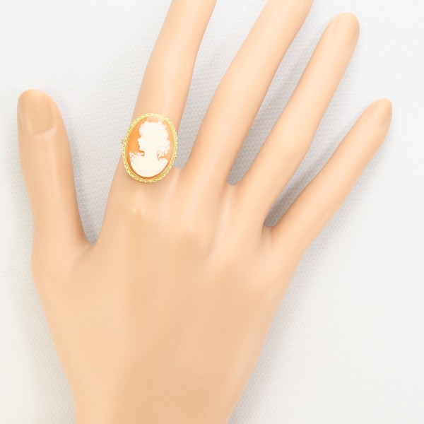 K18 18金 YG イエローゴールド リング 指輪 11号 シェルカメオ ジュエリー 中古 K18 18金 YG イエローゴールド リング 指輪 11号 シェルカメオ ジュエリー 中古