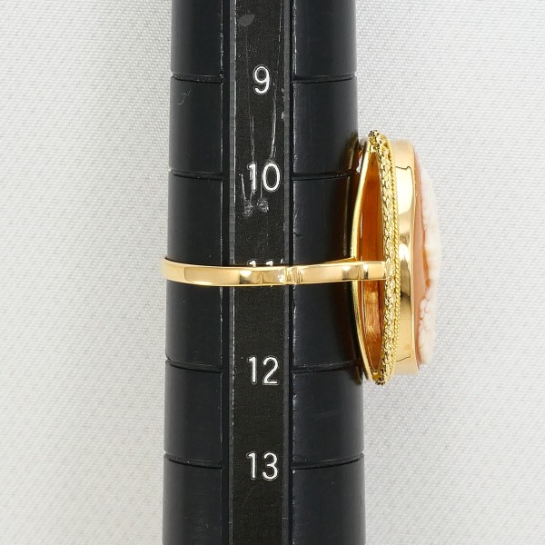 K18 18金 YG イエローゴールド リング 指輪 11号 シェルカメオ ジュエリー 中古 K18 18金 YG イエローゴールド リング 指輪 11号 シェルカメオ ジュエリー 中古