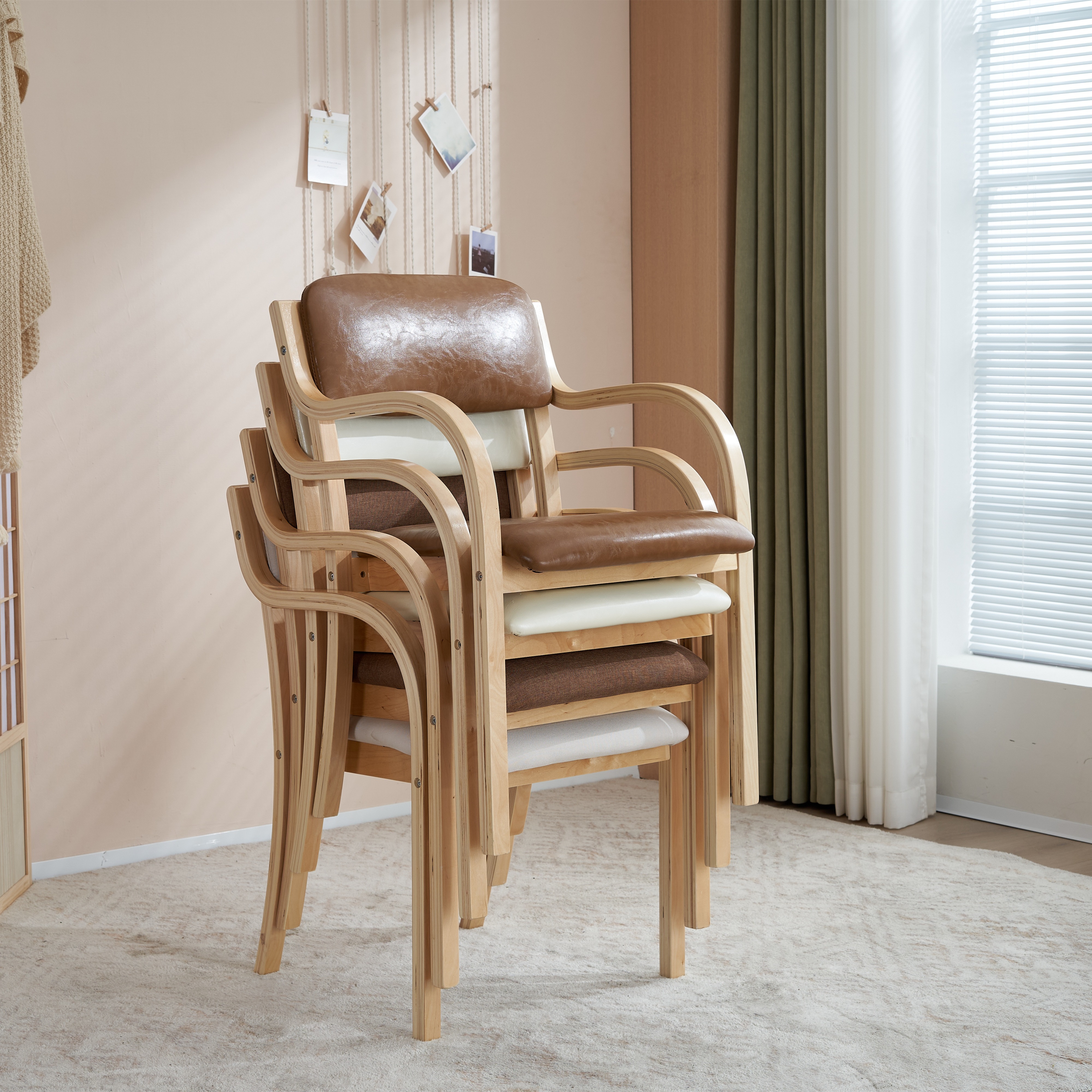 【国内発送】569 ブラウン PU ダイニングチェア 木製 椅子 介護チェア イス 5色選択可能 リビング 【国内発送】569 ブラウン PU ダイニングチェア 木製 椅子 介護チェア イス 5色選択可能 リビング