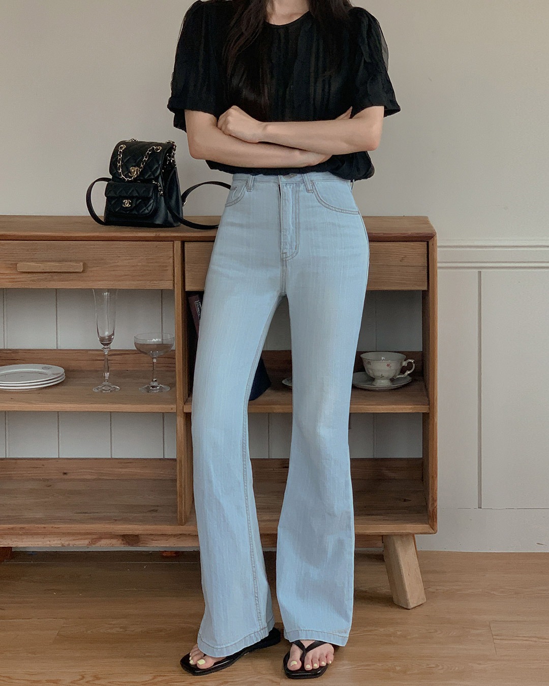 オーデンブーツカットデニムパンツ韓国ファッション レディース オーデンブーツカットデニムパンツ韓国ファッション レディース