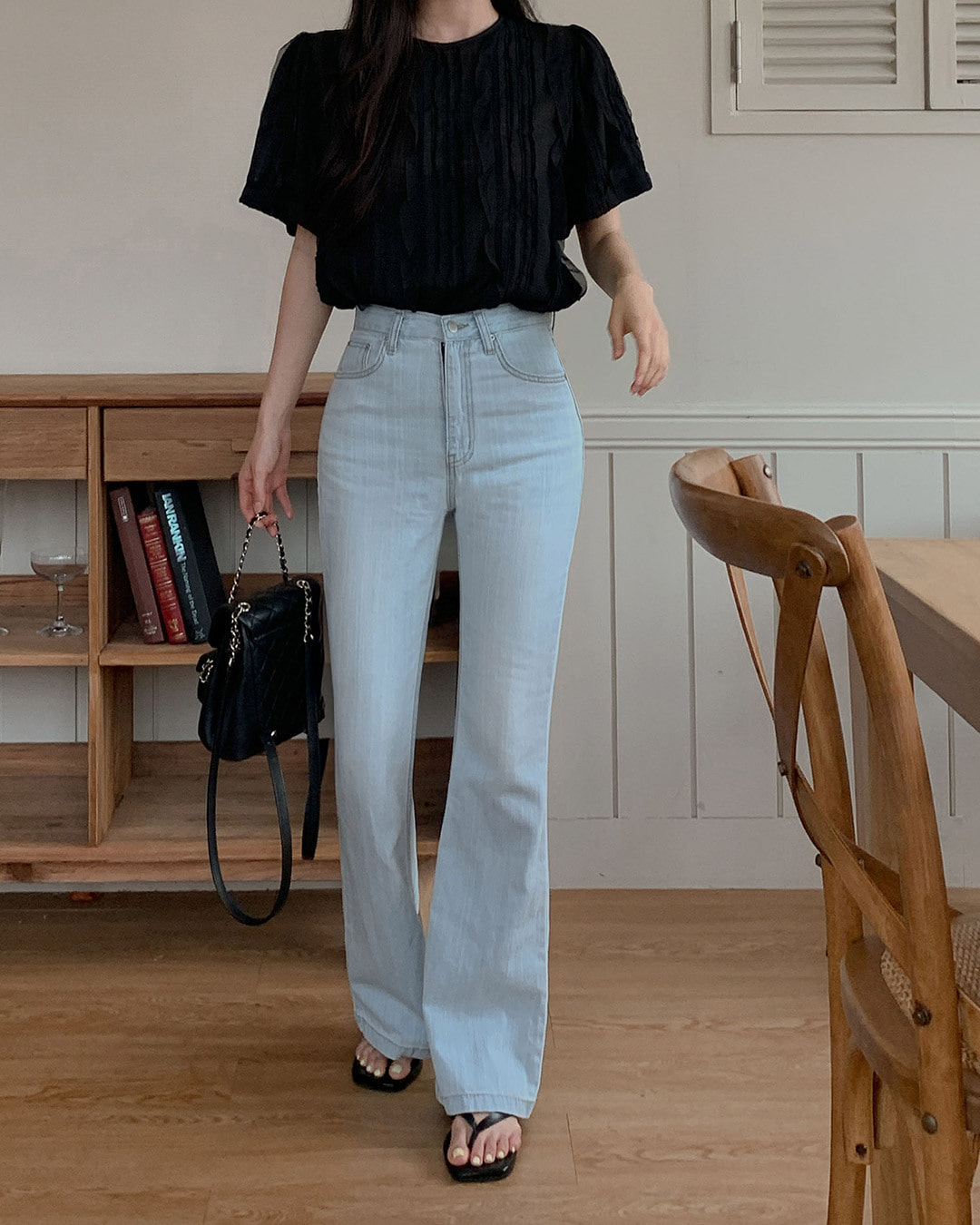 オーデンブーツカットデニムパンツ韓国ファッション レディース オーデンブーツカットデニムパンツ韓国ファッション レディース