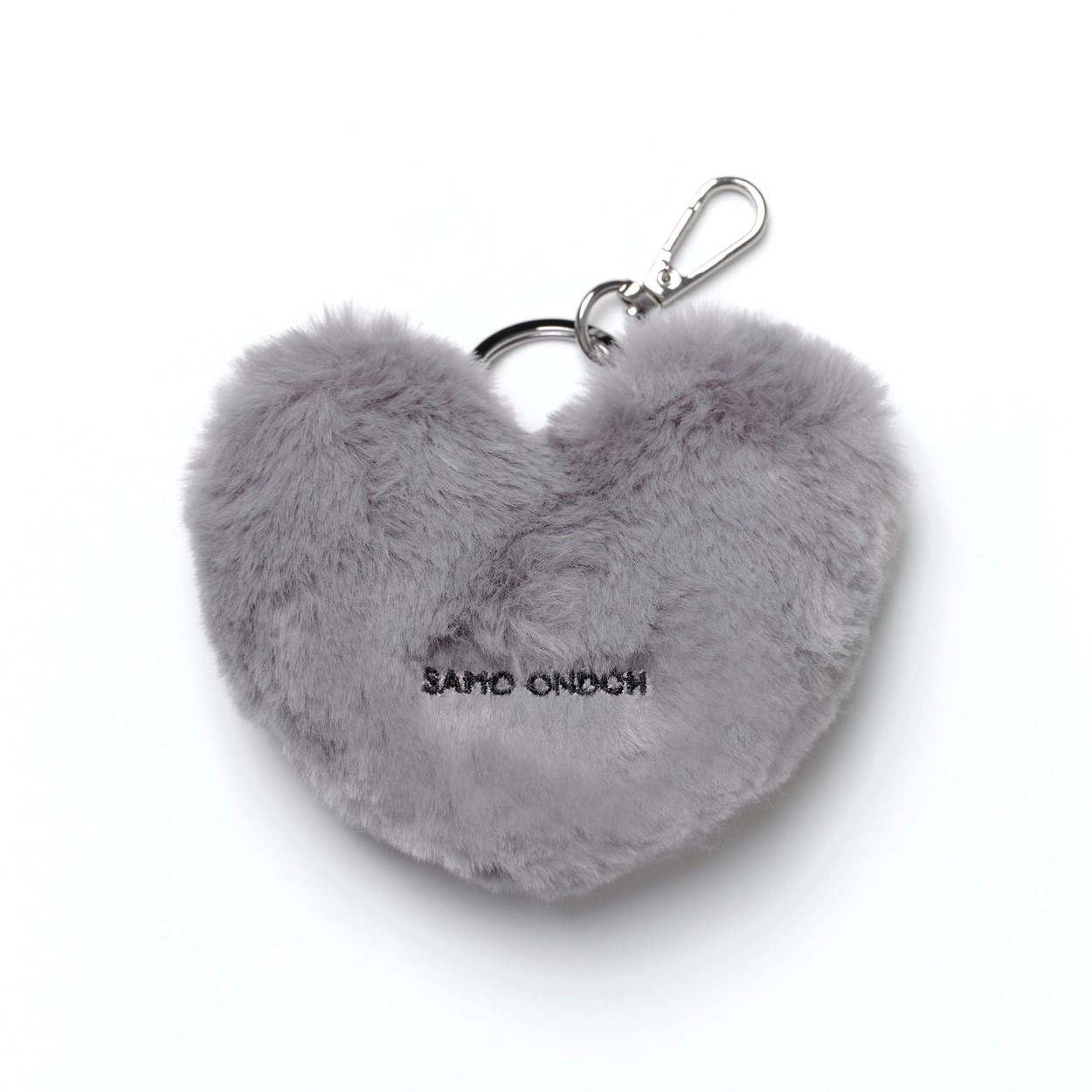 【正規品】「韓国人気」[新色]LOVEYOM ふわふわ エコファーハート バッグチャーム キーリング キーホルダー キーチェーン バッグアックセサリー「ダストグレー」