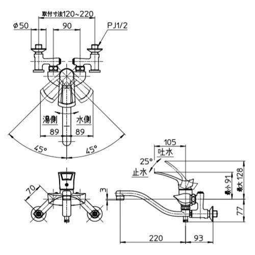三栄 SANEI COULE シングル混合栓 寒冷地用 K1712AK-3U-13