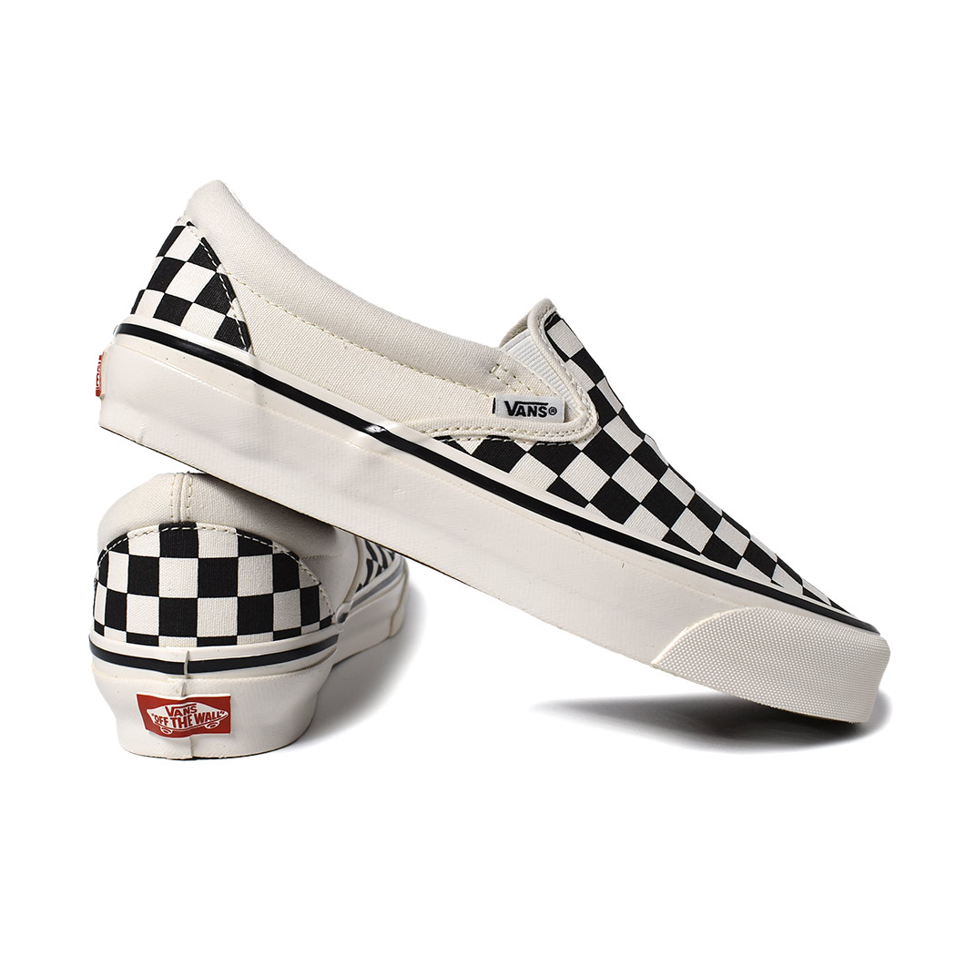 VANS バンズ クラシック スリッポン スニーカー MTE SLIP-ON REISSUE 98 Black Marshmallow Checkerboard ( ヴァンズ チェック チェッカー メ