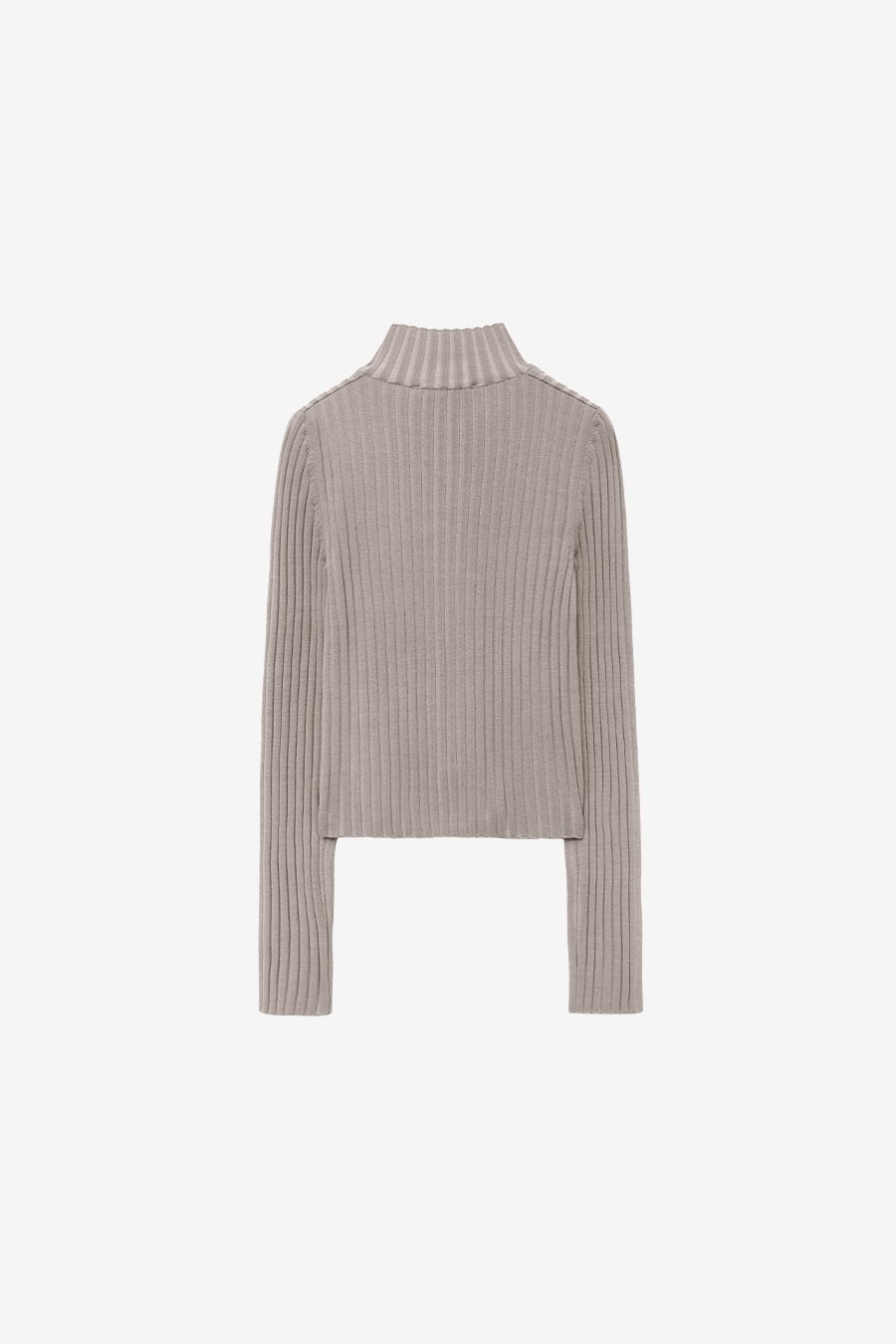 【INSILENCE】[WOMEN] DUAL COLOR KNITWEAR ZIP-UP : ASH BEIGE