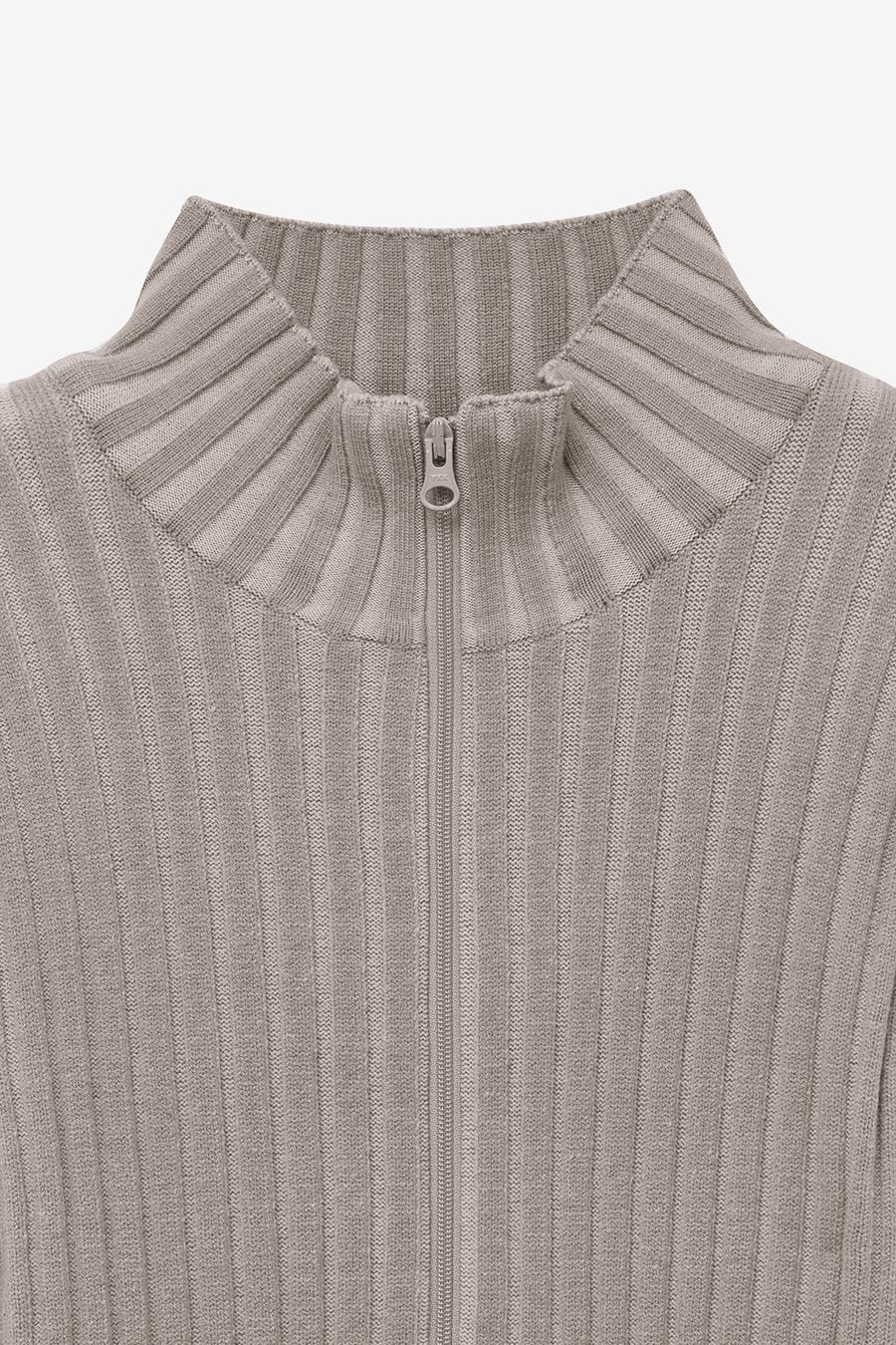 【INSILENCE】[WOMEN] DUAL COLOR KNITWEAR ZIP-UP : ASH BEIGE
