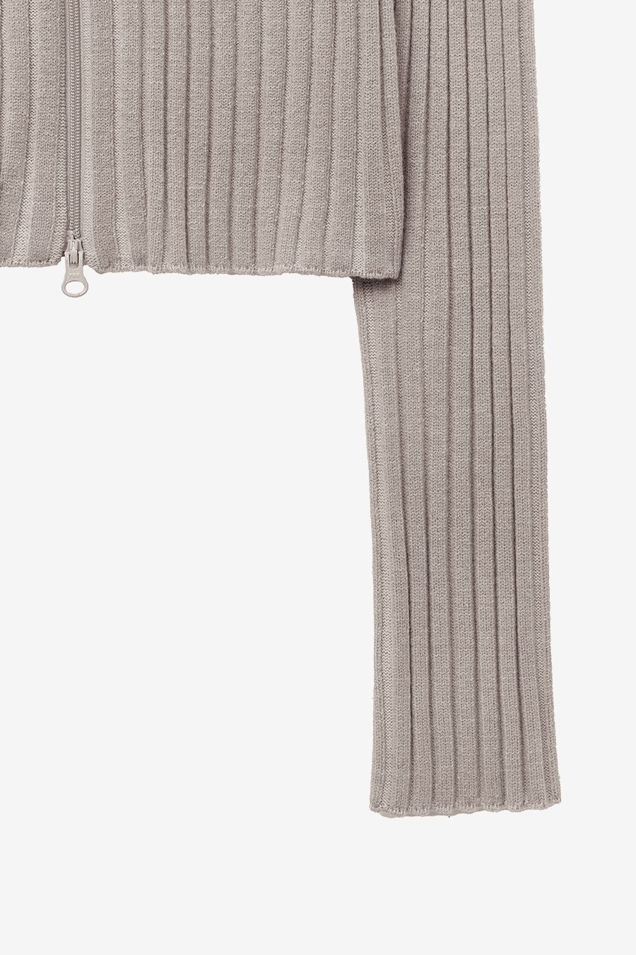 【INSILENCE】[WOMEN] DUAL COLOR KNITWEAR ZIP-UP : ASH BEIGE