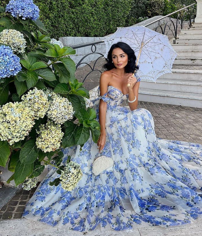 2024春夏オフショルダーレディースファッショナブルなオーガンジー妖精ロング気質イブニングドレスドレス 2024春夏オフショルダーレディースファッショナブルなオーガンジー妖精ロング気質イブニングドレスドレス