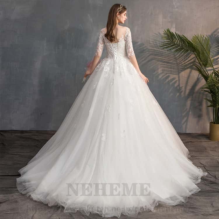 ウエディングドレス レディース ロングドレス ブライダルドレス 五分袖 レース 刺繍 オフショルダー ドレス パーティードレス 二次会 撮影用ドレス 着痩せ エレガント エンパイアライン 姫 オシャレ ウエディングドレス レディース ロングドレス ブライダルドレス 五分袖