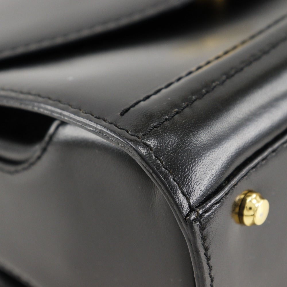 ワンハンドル 2WAYショルダー ハンドバッグ カーフ 黒 レディース 中古品 ワンハンドル 2WAYショルダー ハンドバッグ カーフ 黒 レディース 中古品