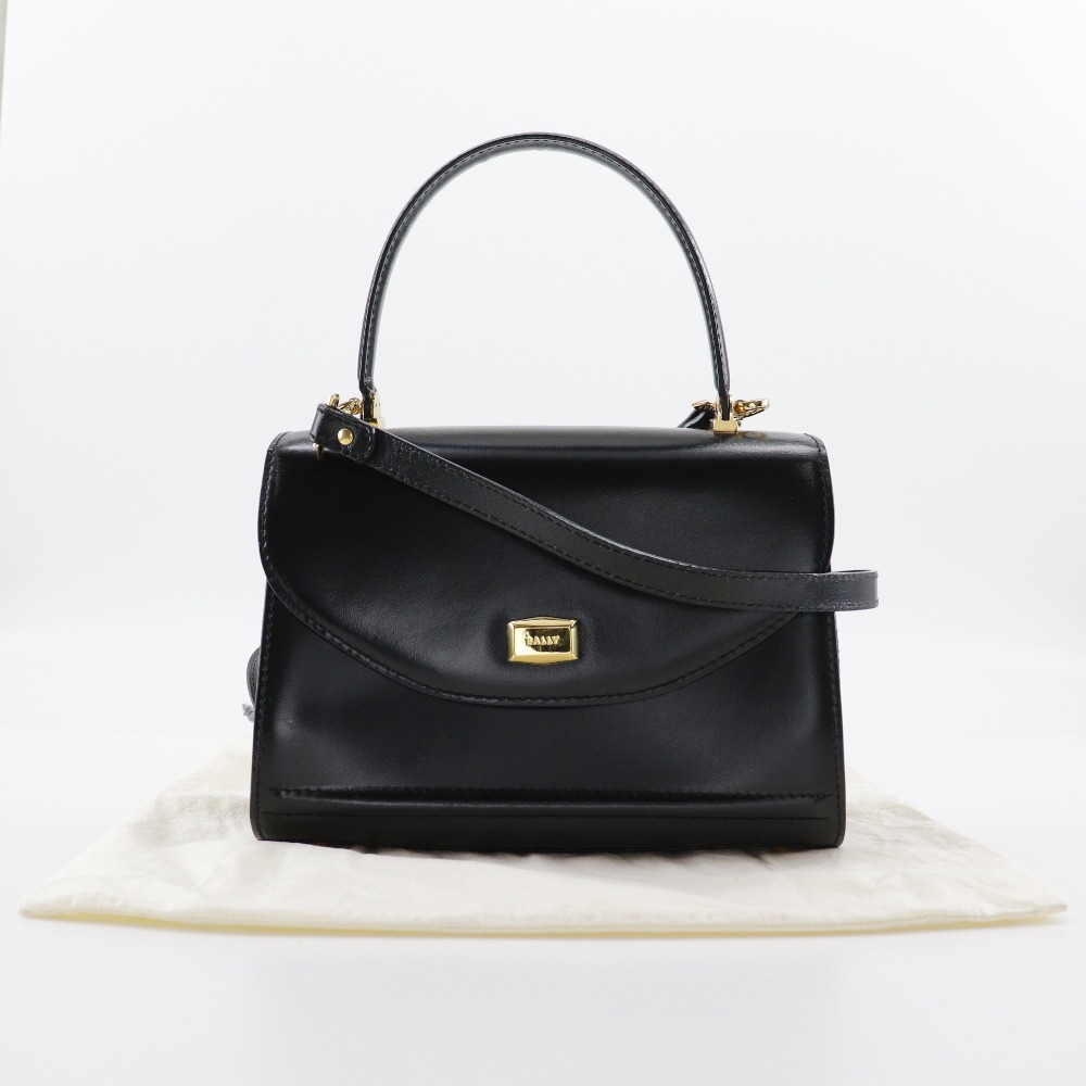 ワンハンドル 2WAYショルダー ハンドバッグ カーフ 黒 レディース 中古品 ワンハンドル 2WAYショルダー ハンドバッグ カーフ 黒 レディース 中古品