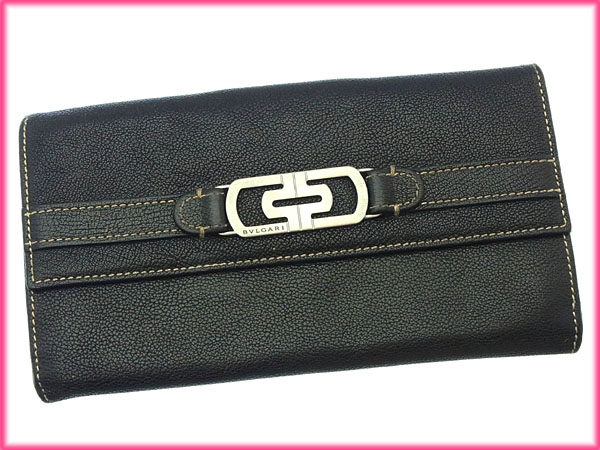 長財布 Wホック 二つ折り パレンテシ ブラック シルバー 中古