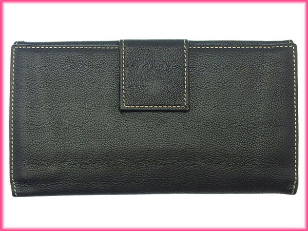 長財布 Wホック 二つ折り パレンテシ ブラック シルバー 中古