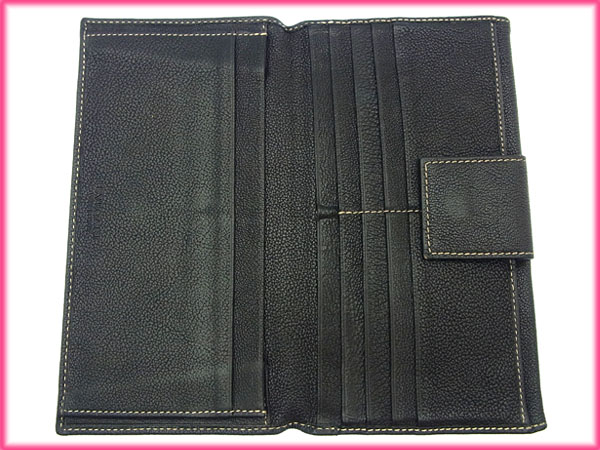 長財布 Wホック 二つ折り パレンテシ ブラック シルバー 中古