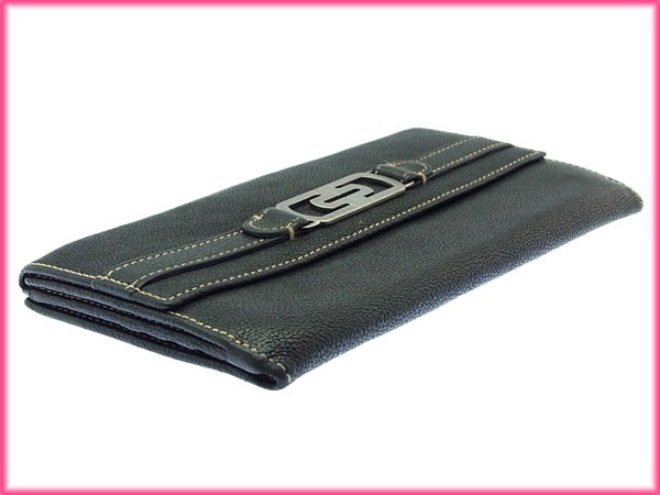 長財布 Wホック 二つ折り パレンテシ ブラック シルバー 中古