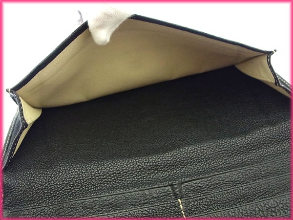 長財布 Wホック 二つ折り パレンテシ ブラック シルバー 中古