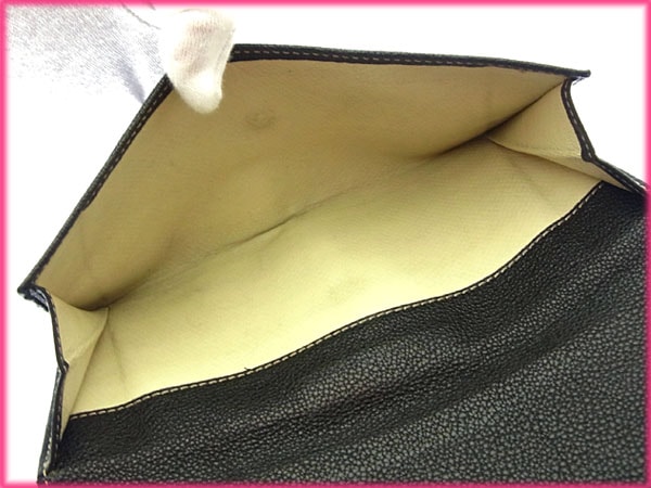 長財布 Wホック 二つ折り パレンテシ ブラック シルバー 中古