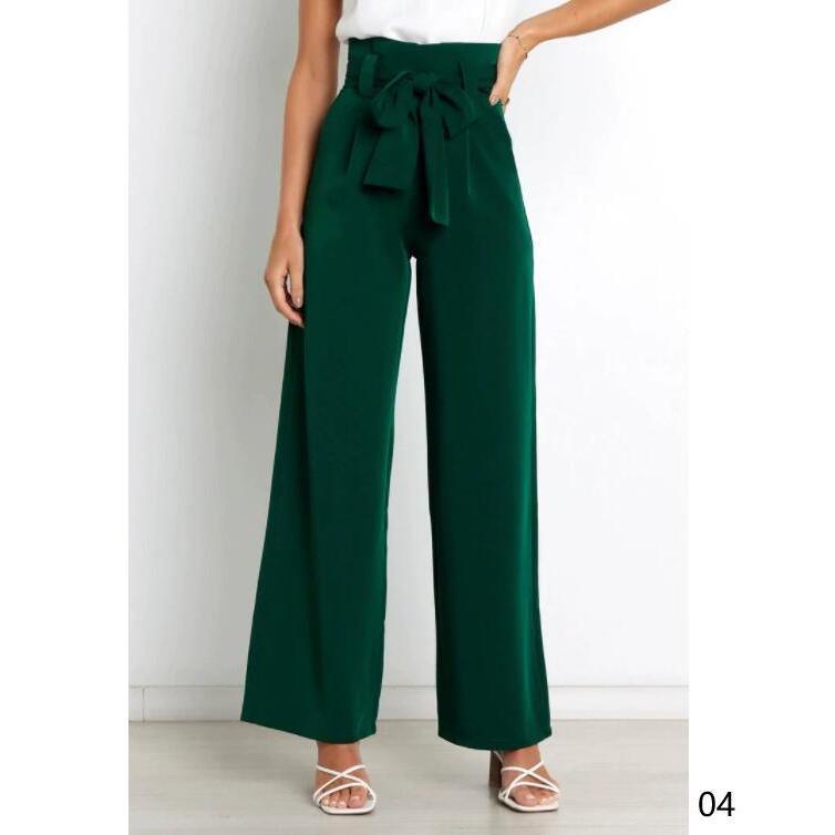 ワイドパンツ レディース ガウチョパンツ ボトムス 無地 リボンベルト付き 春夏 春服 ロング丈 カジュアル 脚長効果 着痩せ