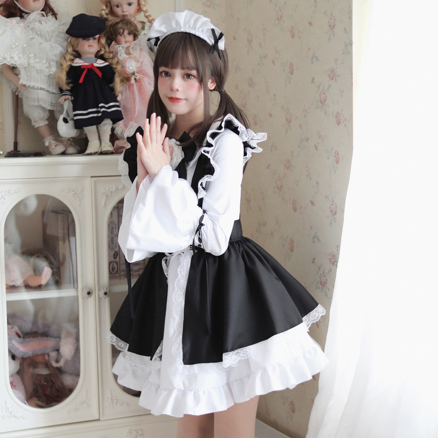 S-4xlかわいい日韓lolitaメイド服白黒少女ワンピースロリータ女装セット S-4xlかわいい日韓lolitaメイド服白黒少女ワンピースロリータ女装セット