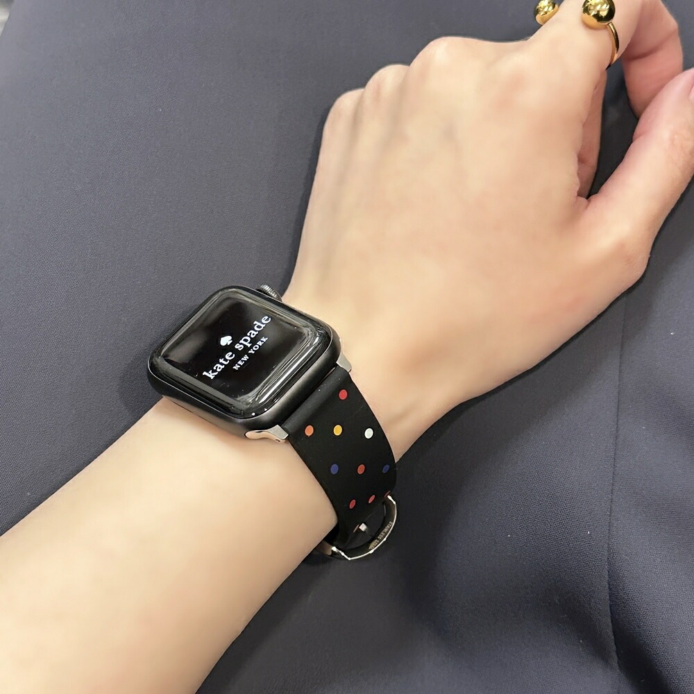 ケイトスペード アップルウォッチ バンド ベルト レディース シリコン 黒 マルチドット かわいい おしゃれ 替え 交換 ベルトのみ 38ミリ 40ミリ 41ミリ 42ミリ シリーズ 10 9 8 7