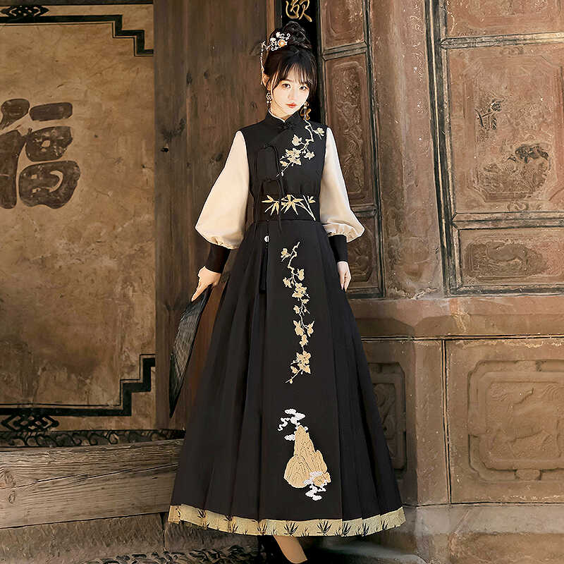 正規品雲山巻き新韓国cos要素上着馬甲半スカート女侠客