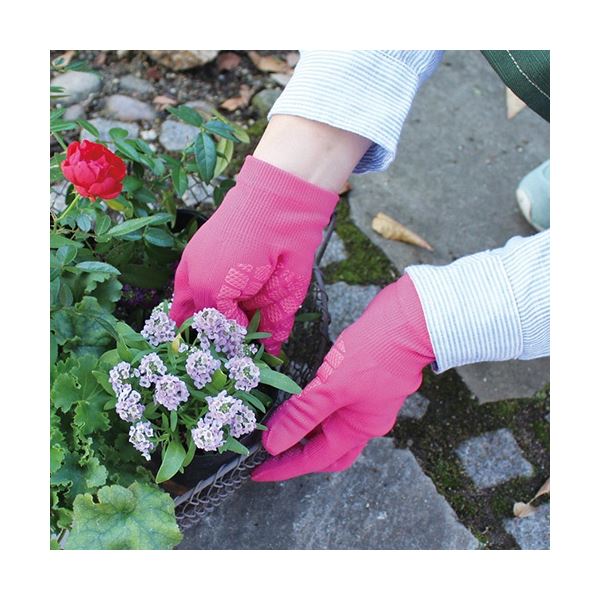 （まとめ）福徳産業 CuCuRa（キュキュラ） すべり止め付軍手 ライトピンク 1双[x10]