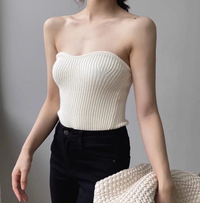 トップス レディース ニット セーター ベアトップ タイト ニット 夏服 6色 スリム タイト 細身 インスタ映え SNS 映え モテ 楽ちん 着痩せ 若見え 着回し コーディネート 重ね着 無地 色