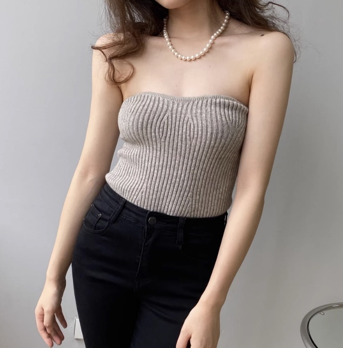 トップス レディース ニット セーター ベアトップ タイト ニット 夏服 6色 スリム タイト 細身 インスタ映え SNS 映え モテ 楽ちん 着痩せ 若見え 着回し コーディネート 重ね着 無地 色