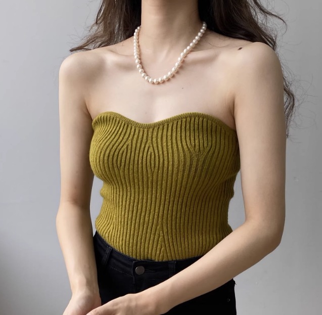 トップス レディース ニット セーター ベアトップ タイト ニット 夏服 6色 スリム タイト 細身 インスタ映え SNS 映え モテ 楽ちん 着痩せ 若見え 着回し コーディネート 重ね着 無地 色