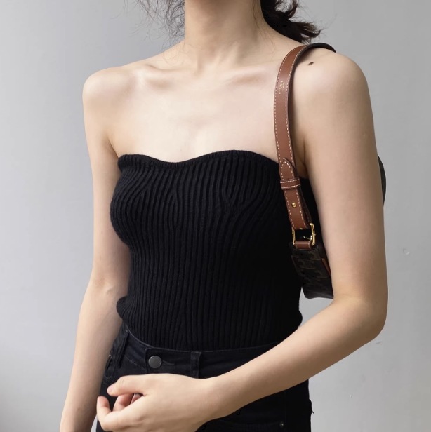 トップス レディース ニット セーター ベアトップ タイト ニット 夏服 6色 スリム タイト 細身 インスタ映え SNS 映え モテ 楽ちん 着痩せ 若見え 着回し コーディネート 重ね着 無地 色