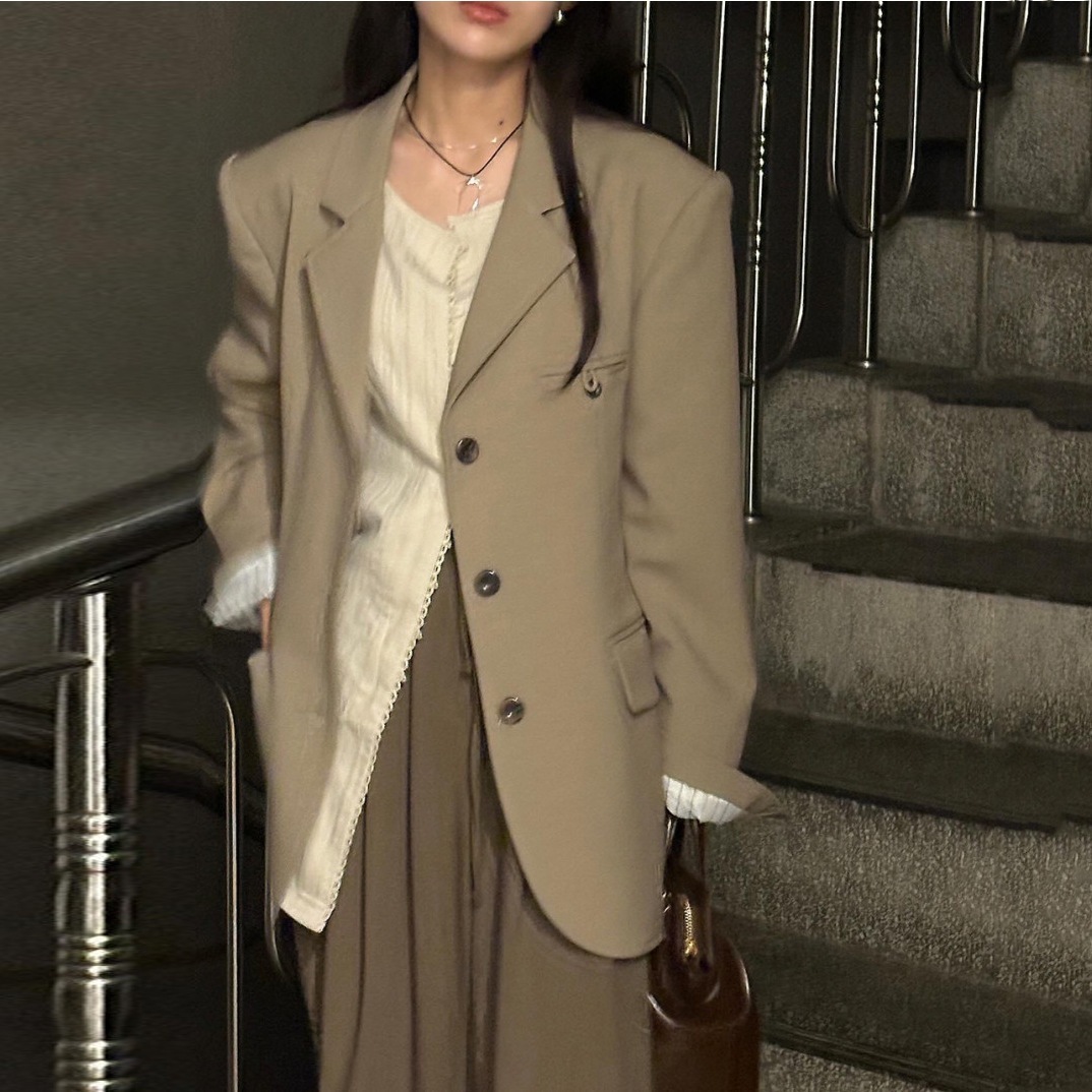 韓国ファッション レディース 冬アウター 気質シンプル コミューター・バック・スプリット・バーサタイル・ブレザー 韓国ファッション レディース 冬アウター 気質シンプル コミューター・バック・スプリット・バーサタイル・ブレザー