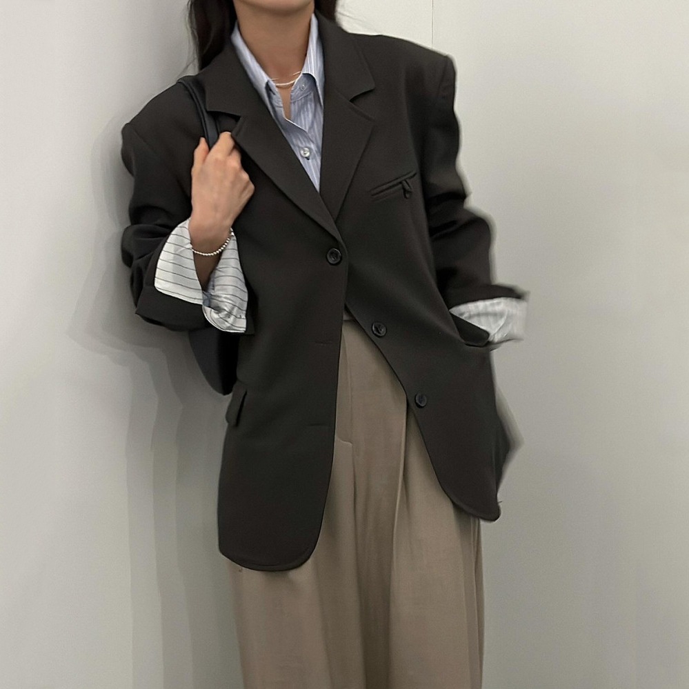 韓国ファッション レディース 冬アウター 気質シンプル コミューター・バック・スプリット・バーサタイル・ブレザー 韓国ファッション レディース 冬アウター 気質シンプル コミューター・バック・スプリット・バーサタイル・ブレザー