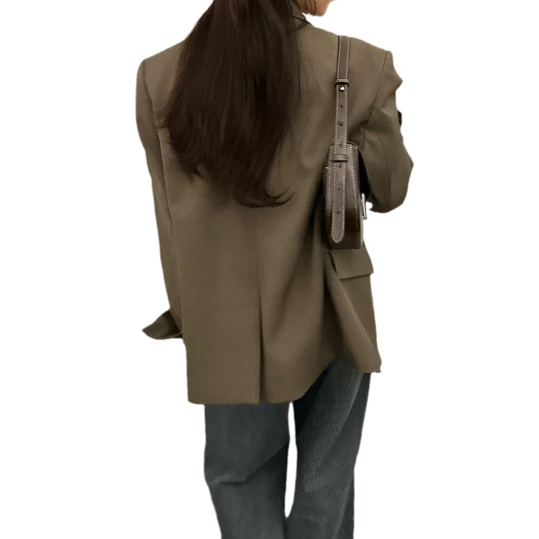 韓国ファッション レディース 冬アウター 気質シンプル コミューター・バック・スプリット・バーサタイル・ブレザー 韓国ファッション レディース 冬アウター 気質シンプル コミューター・バック・スプリット・バーサタイル・ブレザー