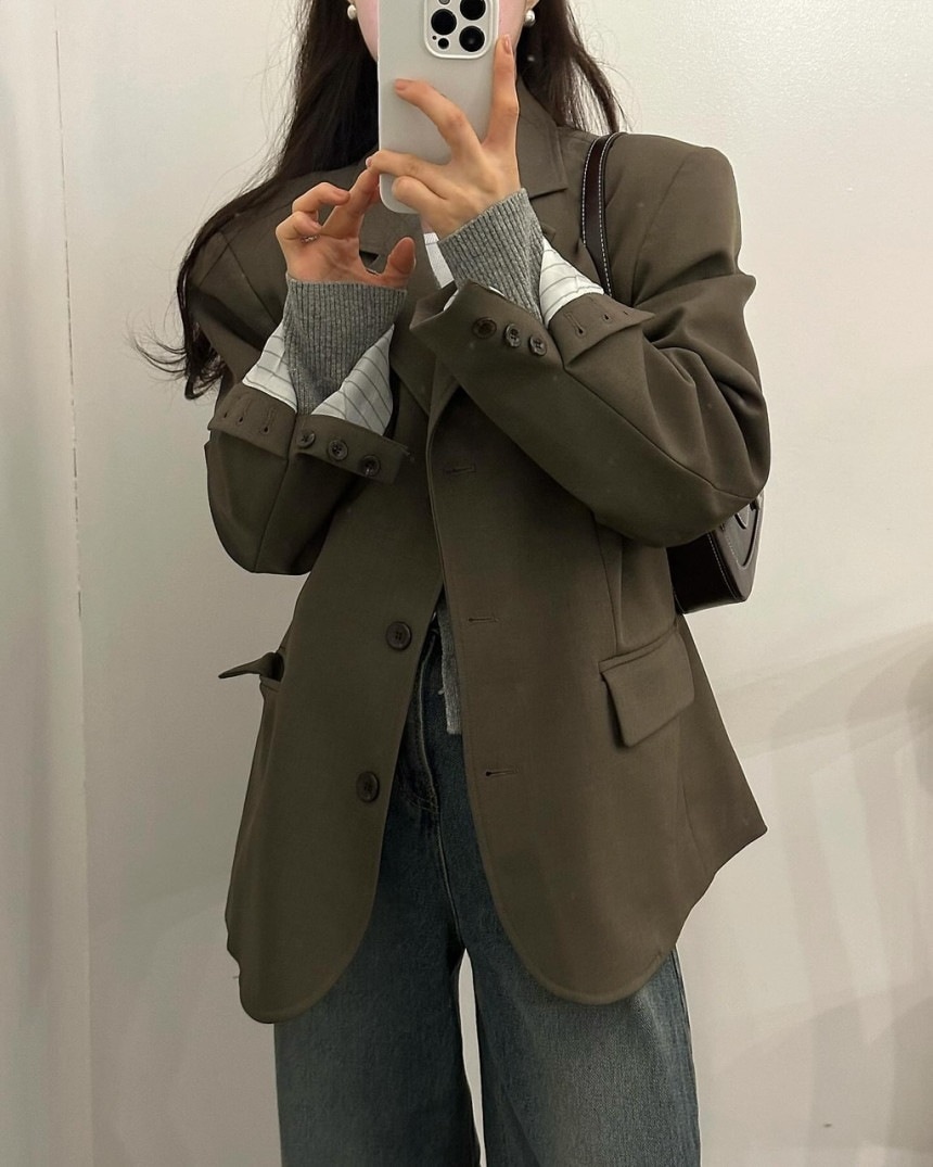韓国ファッション レディース 冬アウター 気質シンプル コミューター・バック・スプリット・バーサタイル・ブレザー 韓国ファッション レディース 冬アウター 気質シンプル コミューター・バック・スプリット・バーサタイル・ブレザー