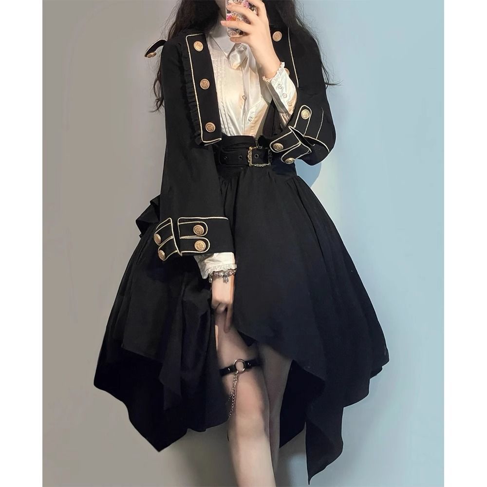暗黒ゴシック風lolitaスーツ学院風ロリータコートのワンピース