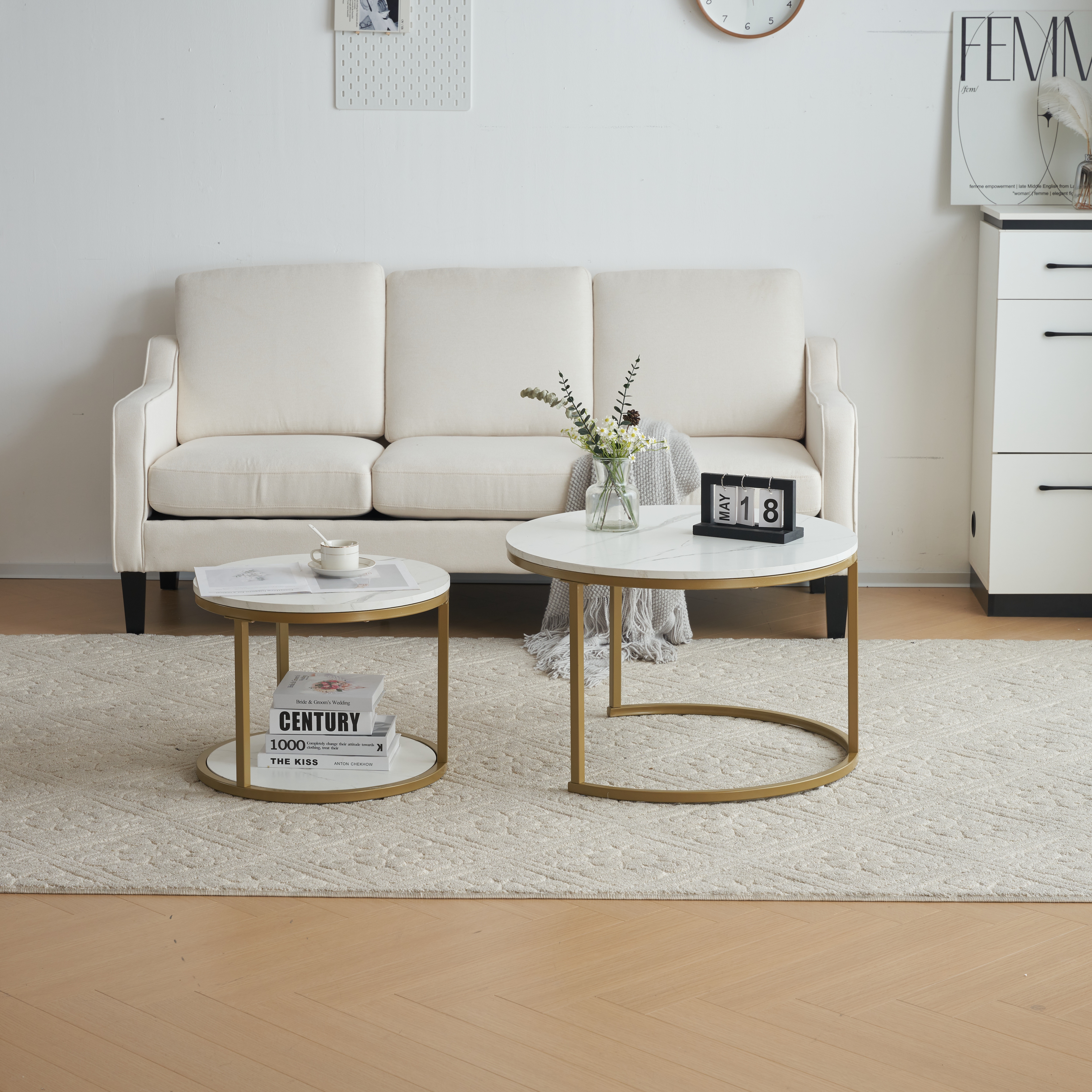 国内発送】新作 ホワイト ネストテーブル ローテーブル センター