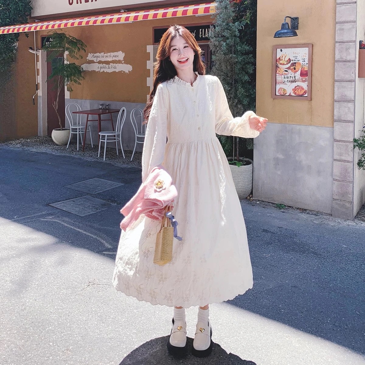 ピンクニットウエストコートツーピース秋の女性2024新しいカレッジスタイル甘い初恋ワンピースツーピースセット