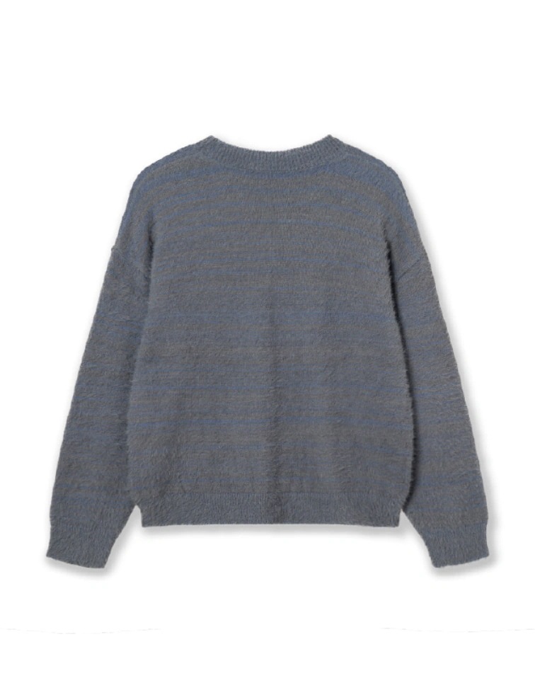 【aeae】 WEB LOGO HAIRY KNIT : SMOKY BLUE