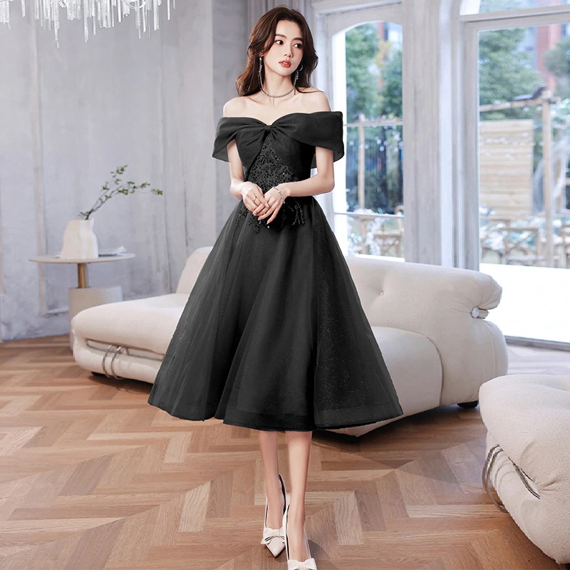 パーティードレスワンショルダーイブニングドレス2025作ブルー宴会ドレス パーティードレスワンショルダーイブニングドレス2025作ブルー宴会ドレス